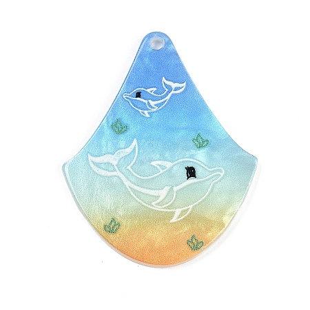 Marine Organism Series Fan Shape Acrylic Pendants OACR-Q101-03C-1