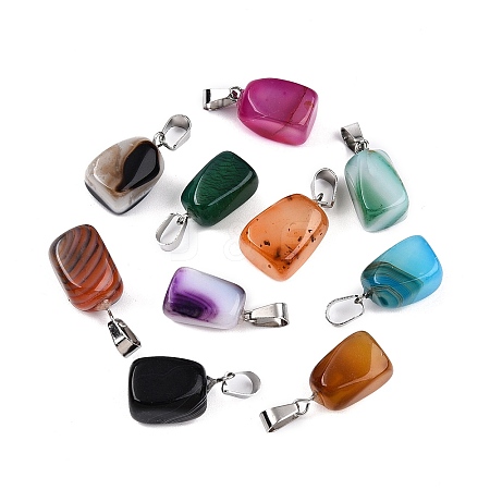 Dyed Natural Agate Pendants G-N344-11P-1