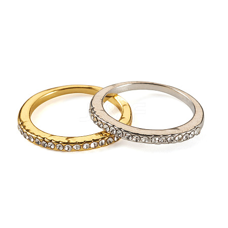 2Pcs 2 Colors Alloy with Crystal Rhinestone Finger Rings RJEW-TADJ0001-01C-1