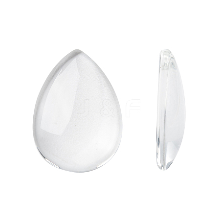 Transparent Teardrop Glass Cabochons GGLA-R024-25x18-1