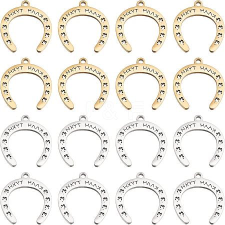 16Pcs 2 Colors 201 Stainless Steel Pendants STAS-CA0001-52-1