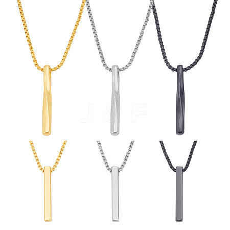 ANATTASOUL 6Pcs 6 Style Stainless Steel Rectangle & Twist Pendant Necklaces Set with Zinc Alloy Chains NJEW-AN0001-84-1