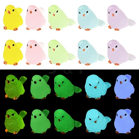 20Pcs 10 Styles Luminous Bird Miniature Ornaments DJEW-CJZ0001-006-1