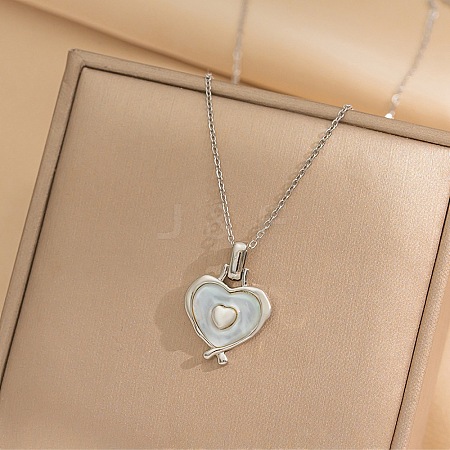 Heart 304 Stainless Steel Cat Eye Pendant Necklaces for Women NJEW-D288-06P-1