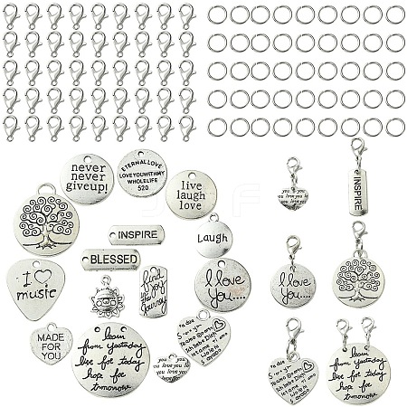 DIY Word Alloy Pendant Decoration Making Kit DIY-YW0008-90-1