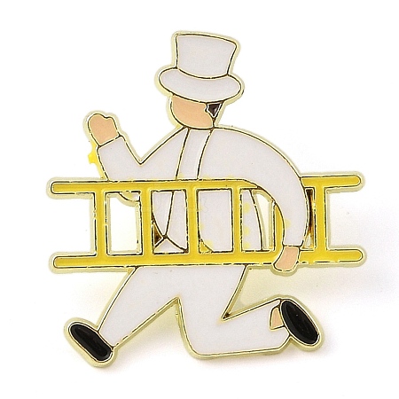 Gentleman Holding Ladder Enamel Pins JEWB-S034-02G-B-1