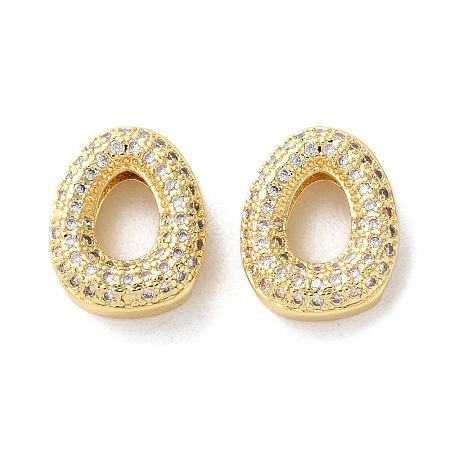 Rack Plating Brass Micro Pave Cubic Zirconia Slide Charms KK-C084-34G-O-1