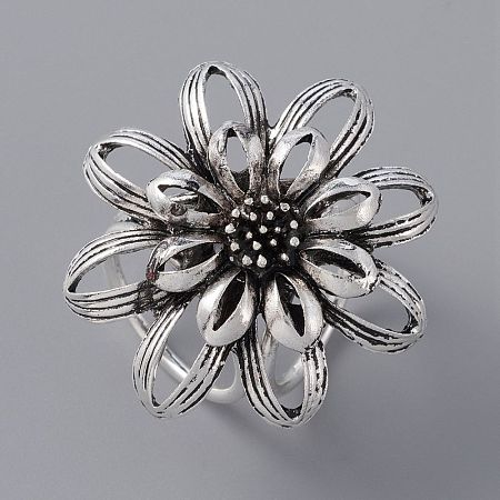 Flower Triple Ring Alloy Scarf Buckle Ring JEWB-WH0023-38-1