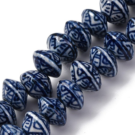 Handmade Blue and White Porcelain Beads Strands PORC-I027-09-1