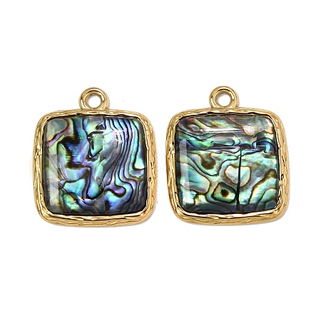 304 Stainless Steel & Natural Paua Shell Pendants SH-CBA7184-01G-G-1