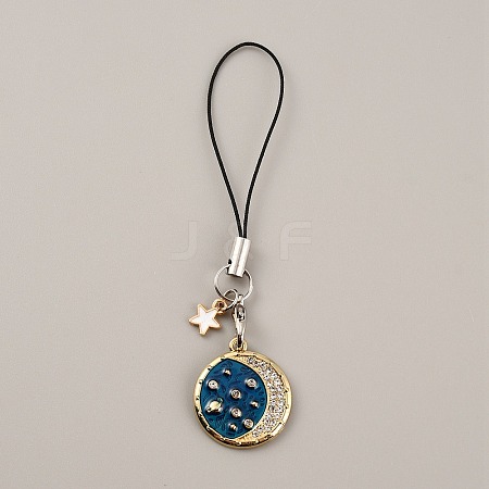 Cute Cartoon Star/Moon Alloy Enamel Mobile Straps Lanyards HJEW-WH0068-07G-1