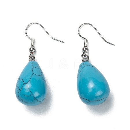 Synthetic Turquoise Dangle Earrings X-EJEW-P143-C17-1