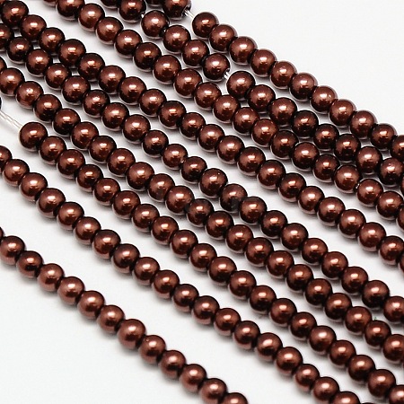 Eco-Friendly Dyed Glass Pearl Round Beads Strands HY-A002-4mm-RB039-1