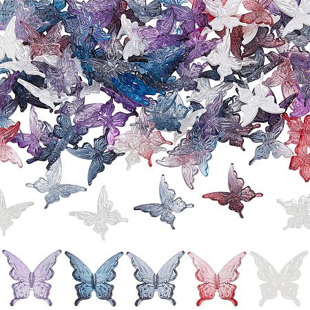 100Pcs 5 Colors Acrylic Beads TACR-SP0001-44-1