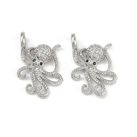 Brass Micro Pave Cubic Zirconia Pendants KK-C093-12P-1