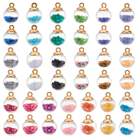 114Pcs 19 Colors Transparent Glass Pendants GLAA-ME0001-32-1
