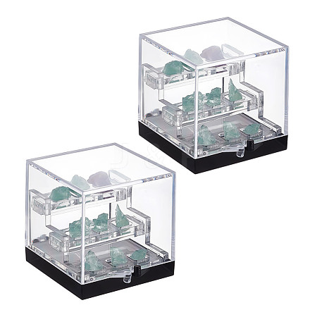 3-Tier Transparent Acrylic Display Case Mineral Crystal Boxes CON-WH0112-009B-1