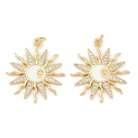 Brass Enamel Cubic Zirconia Pendants KK-L251-23G-01-1