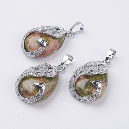 Natural Unakite Pendants G-E442-04H-1