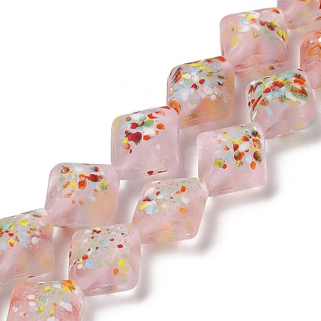 Frosted Handmade Lampwork Beads Strands LAMP-A010-01G-1