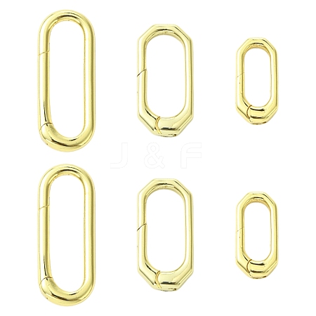 6Pcs 3 Styles Brass Spring Gate Rings KK-CJ0004-29-1