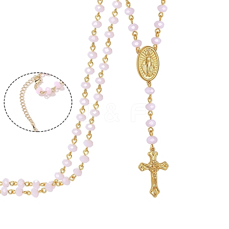 Glass Rosary Bead Necklace WG16378-01-1