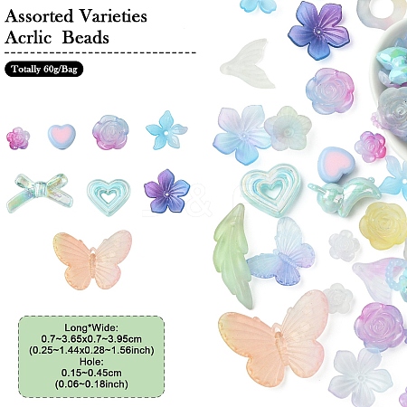 60Pcs Acrylic Beads MACR-YW0003-74A-1