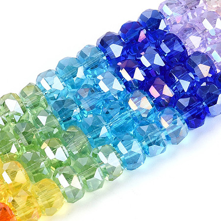 Electroplate Transparent Glass Beads Strands EGLA-N025-04A-A01-1