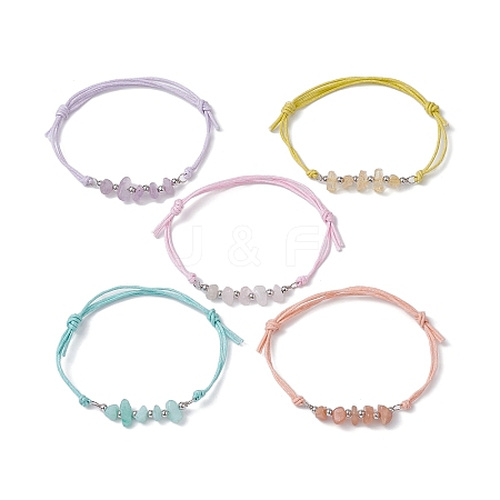 5Pcs Natural Mixed Stone Chips Braided Bead Bracelet Sets BJEW-JB09869-01-1