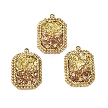 Real 14K Gold Plated 304 Stainless Steel Pendants STAS-R005-10G-03-1