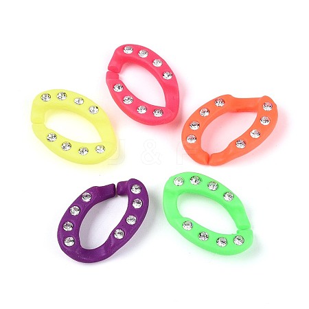 Opaque Spray Painted Acrylic Crystal Rhinestone Linking Rings OACR-T031-03M-1