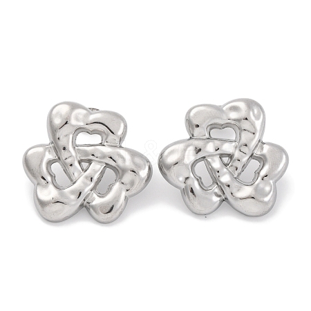 Non-Tarnish Flower 304 Stainless Steel Stud Earrings EJEW-H013-27P-1