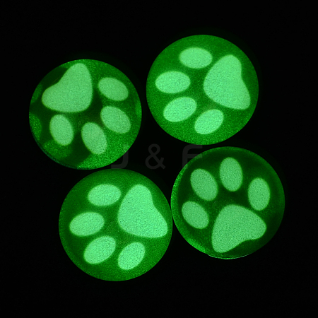 Dog Paw Prints Pattern Luminous Dome/Half Round Glass Flat Back Cabochons for DIY Projects X-GGLA-L010-10mm-L03-1