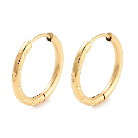 Ion Plating(IP) 304 Stainless Steel Textured Huggie Hoop Earrings for Women EJEW-C096-37G-1