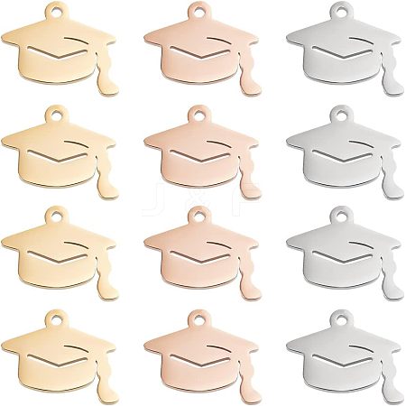 12Pcs 3 Colors 304 Stainless Steel Pendants STAS-UN0040-12-1