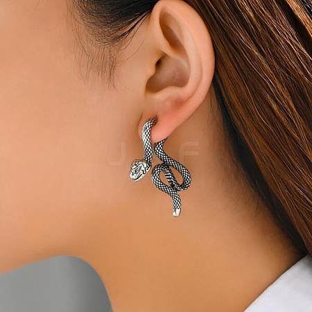 Alloy Front Back Stud Earrings X-EJEW-B031-03AS-1