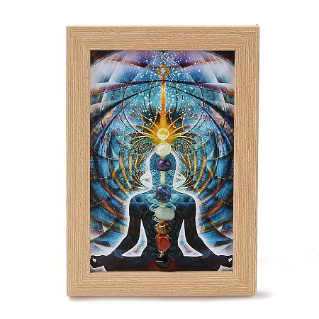 Yoga Gemstone Chakra Picture Frame Stand DJEW-F021-05G-1