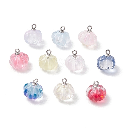 Transparent Spray Paint Glass Pendants PALLOY-JF03496-02-1