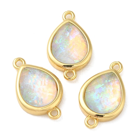 Synthetic Opal Connector Charms KK-S370-01G-01-1