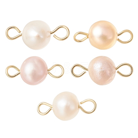 Natural Cultured Freshwater Pearl Connector Charms PALLOY-YW0001-52-1