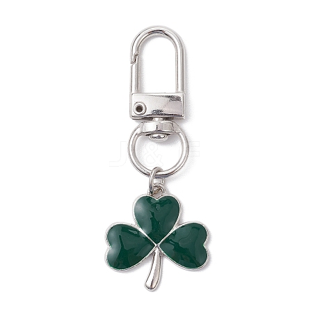 Lucky Clover Alloy Enamel Pendant Decoration HJEW-JM02502-02-1