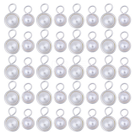 40Pcs 2 Style Shell Pearl Pendants PALLOY-CA00028-1