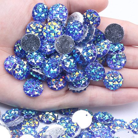 Flat Round Shape Sew on Rhinestone RESI-WH0034-30C-1