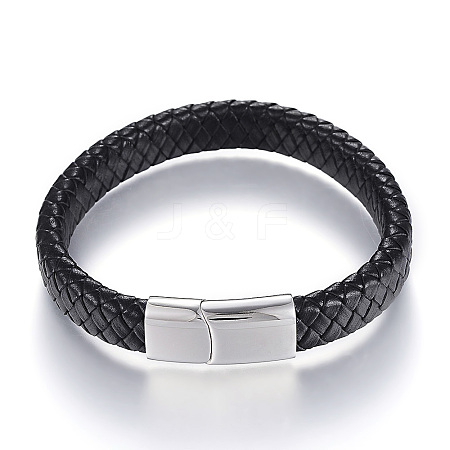 Braided Leather Cord Bracelets BJEW-K141-25P-1