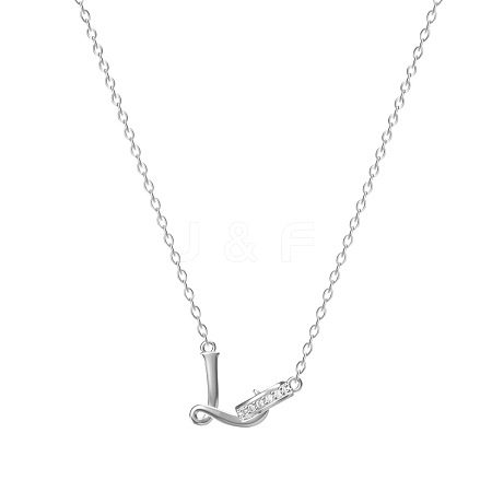 304 Stainless Steel Crystal Rhinestone Initial Pendant Necklaces FS-WGCEFCC-12-1
