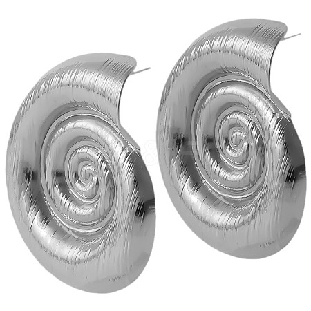 Exaggerated 304 Stainless Steel Seashell Stud Earrings HX3520-1-1