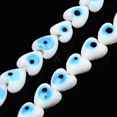 Handmade Evil Eye Lampwork Beads Strands LAMP-N029-010K-1