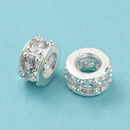 Brass Micro Pave Cubic Zirconia European Beads KK-H452-06S-1