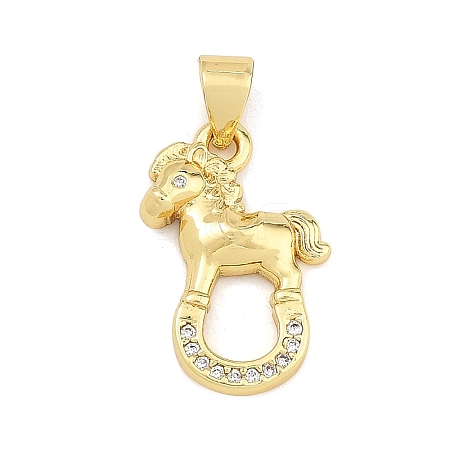 Brass Micro Pave Clear Cubic Zirconia Pendants KK-C265-01B-G-1