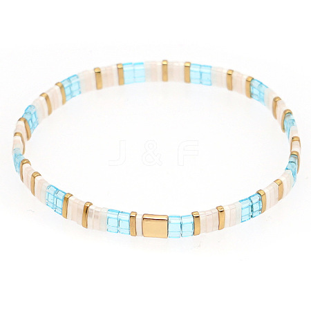 Bohemian Glass Seed Beaded Stretch Bracelets JM4508-40-1